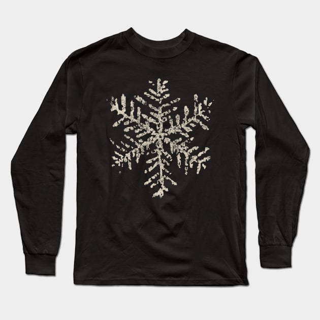 Vintage Snowflake T-Shirt Winter Holiday Gifts Creme Long Sleeve T-Shirt by vo_maria